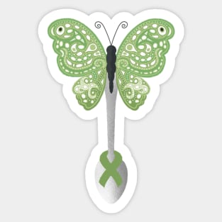 Butterfly Spoon Awareness Ribbon! (Green) Sticker